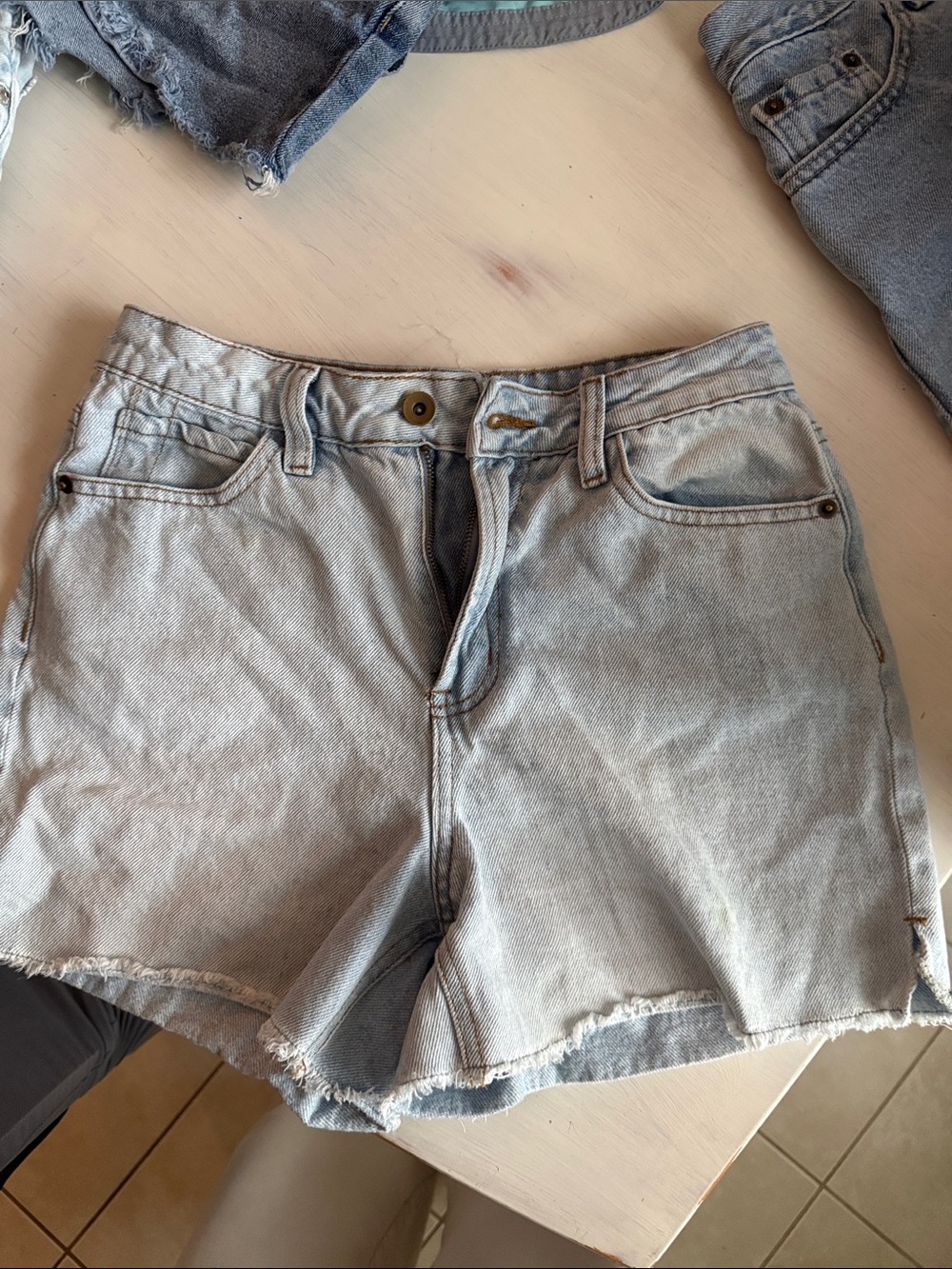 Chelsea & Violet Light Blue Denim Frayed Hem Shorts